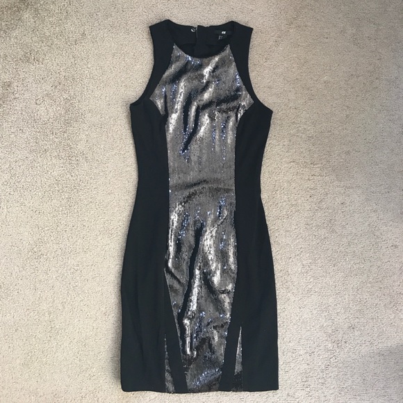 ✨ NYE DRESS 🥂 Gorgeous black sequin h&m dress - Picture 1 of 6